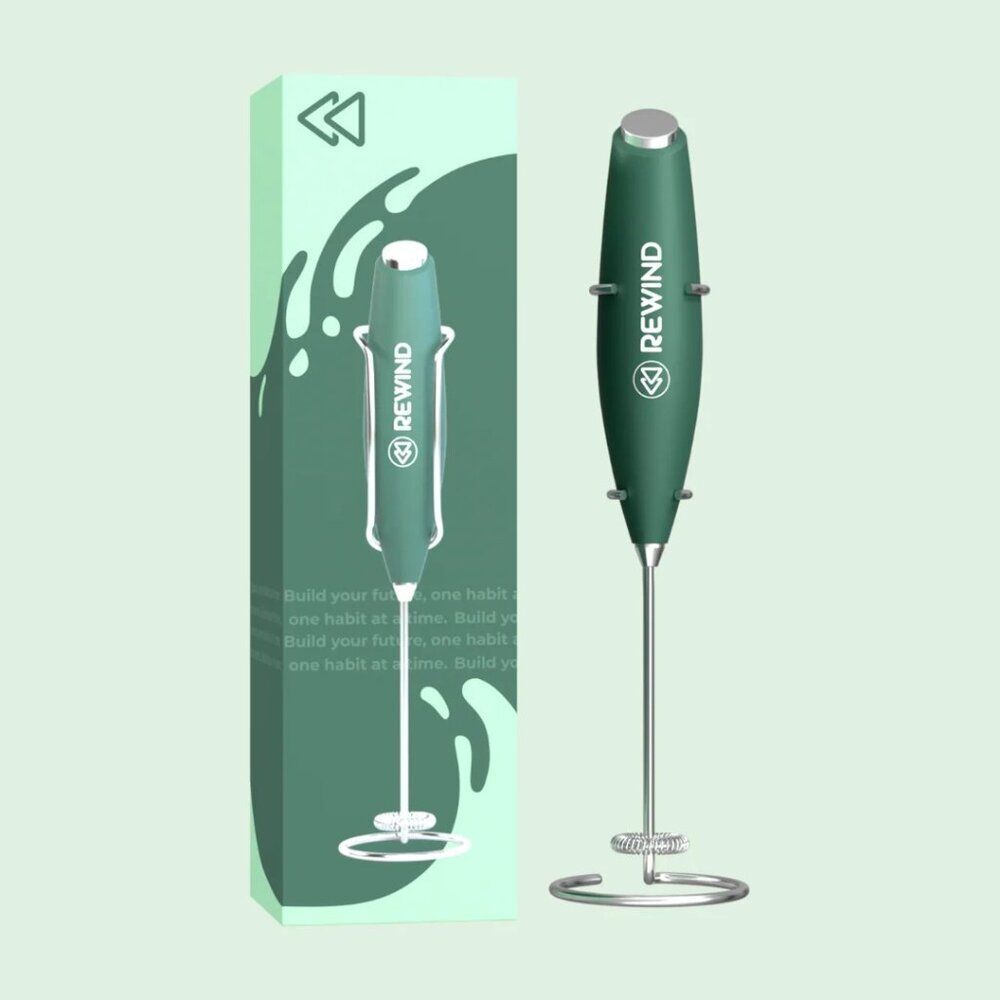 NEW in Box Rewind Greens ‘FROTH’ Electric Milk Frother Mixer Handheld Battery‎